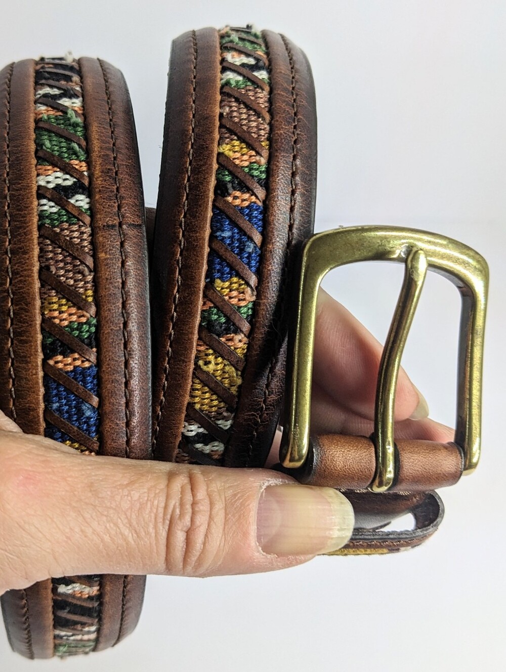 Columbia Oil-tan Guatemalan Belt, Vintage 90s 00s, 32mm Wide, Sz 40, Unisex, EUC